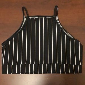 Black and white striped crop top